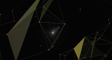 Bağlı çizgiler ve noktalar bir ağ oluşturan soyut pleksus arkaplanı. Fütüristik hissi olan modern geometrik tasarım bilim, teknoloji veya veri görselleştirme projeleri için mükemmeldir. Parlak ışık ve koyu kontrast derinlik ve görsel inte ekler
