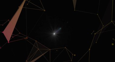 Soyut ağ bağlantısı arkaplanı. Parlak merkezli gelecekçi teknoloji tasarımı. Veri iletişimini, internet bağlantılarını ve dijital ağları temsil eder. Modern teknoloji sunumları için harika..