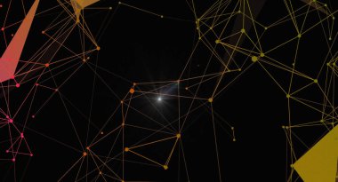 Noktaları ve çizgileri birleştiren soyut bir çokgen ağ arkaplanı. Tasarım, teknoloji ve bilimle ilgili konular için ideal bir bağlantı ve veri akışı hissi veriyor. Dinamik ağ ve geometrik şekiller fütüristik ve mod oluşturur.