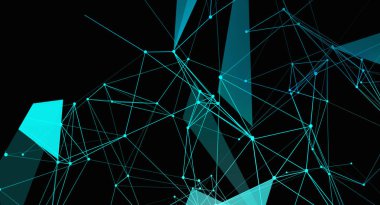 Gök mavisi çizgileri ve noktalarla oluşturulmuş bir ağ yapısının yer aldığı soyut bir resim. Bu minimalist ve fütüristik tasarım, arka plan ve grafiğe uygun dijital bağlantı ve teknolojik gelişmeyi çağrıştırıyor.