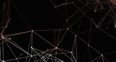 Karanlık bir arkaplanda birbirine bağlı çizgiler ve noktalardan oluşan bir ağ içeren soyut bir resim. Çizgilerin hafif bir renk değişimine sahip olması görsel bir ilgi uyandırıyor. Bu görüntünün modern ve fütüristik bir havası var ve çeşitli şekillerde kullanılabilir.
