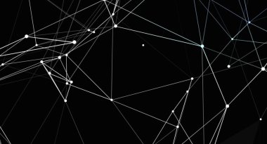 Beyaz çizgiler ve noktalardan oluşan bir ağ, siyah bir arkaplan karşısında görüntülenerek, web benzeri soyut bir tasarım oluşturulur. Çizgiler, noktaları geometrik bir şablonla birleştiriyor. Bu da karmaşık bağlantılar ve ilişkileri akla getiriyor. Modern ve minimalist bir tarzı var..