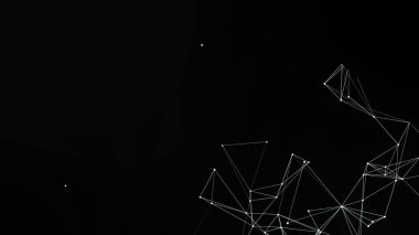 Soyut dijital ağ bağlantıları arka plan. Görüntü, siyah bir arkaplana karşı karmaşık geometrik desen oluşturan beyaz çizgiler ve noktalar içerir. Veri ağları, teknoloji ve fütüristik tasarım kavramları öneriyor.