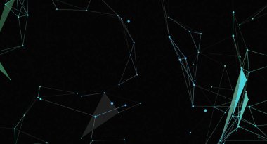 Bu resim, koyu bir arkaplanda birbirine bağlı deniz mavisi çizgileri ve noktalardan oluşan soyut bir ağ tasvir eder. Teknoloji, veri görselleştirme, dijital ağlar ve modern iletişim gibi kavramları öneriyor. Geometrik tasarım ve fütüristik his bunu sağlar. 