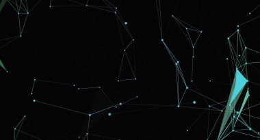Bu resim, dijital ortamda bağlantıları ve veri akışını temsil eden, siyah bir zemin üzerindeki mavi çizgilerden ve noktalardan oluşan soyut bir ağı gösteriyor. Teknoloji, iletişim ve fütürizm duygusu taşır, teknolojiyle ilgili tasarımlar veya ön tasarım için uygundur.