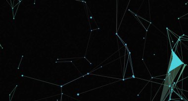 Bir ağ veya veri bağlantısını temsil eden, siyah arkaplan üzerinde birbirine bağlı mavi çizgiler ve noktaların yer aldığı soyut bir illüstrasyon. Görsel yapı, geometrik yapısı ve kablo estetiğiyle modern, teknolojik bir hissi taşır..