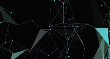 Bu soyut resim, koyu bir arkaplan üzerinde mavi çizgiler ve noktalardan oluşan bir ağ oluşturur. Çizgiler geometrik şekiller oluşturuyor ve modern ve geleceksel bir görsel yaratıyor. Teknoloji, veri veya bilimle ilgili projeler için uygundur..