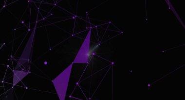 Karanlık bir zemin üzerinde mor çizgiler ve noktalardan oluşan modern ve gelecekçi bir ağ. Bu görüntü teknoloji, veri, bilim ve dijital iletişimle ilgili kavramları resmetmek için mükemmeldir. Yenilikçi ve esrarengiz bir dokunuş eklemek için kullan.