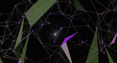 Parlak bağlantıları olan soyut pleksus arkaplanı. Geometrik ve geleceksel bir tasarım oluşturan çizgiler ve noktalardan oluşan bir ağ. Teknoloji, bilim veya dijital kavramlar için mükemmel..