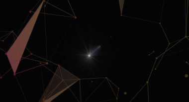 Plexus ağ bağlantısı ve parlak bir ışık kaynağı olan modern soyut bir arkaplan, karanlık bir zemin üzerine kurulmuş. Yaratıcı ve enerjik bir görsel tema sağlayan teknoloji, bilim veya geleceksel temalar için idealdir..