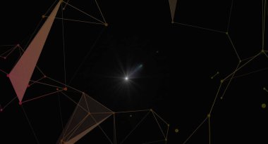 Karanlık bir arkaplan karşısında parlak merkezi bir yıldıza sahip soyut bir geometrik ağ. Teknoloji, bilim veya gelecekteki kavramları temsil etmek için idealdir, bu resim birbirine bağlı çokgenler ve bağlantıyı ve masumiyeti sembolize etmek için parlayan bir yıldızı temsil eder.