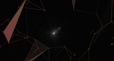 Ağ bağlantıları ve merkezinde parlayan bir ışık kaynağı olan soyut fütüristik arkaplan. Bu resim teknoloji, veri iletişimi ve dijital dünya kavramlarını iletir. Sunumlarda, web sitelerinde ve diğer tasarım projelerinde kullanmak için mükemmel