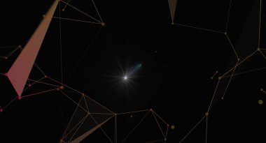 Soyut ağ bağlantısı arkaplanı. Parlak merkezli gelecekçi teknoloji tasarımı. Veri iletişimini, internet bağlantılarını ve dijital ağları temsil eder. Modern teknoloji sunumları için harika..