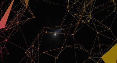 Çizgiler ve noktalarla soyut ağ bağlantısı arkaplanı. Ağ bağlantısı olan gelecekteki teknolojik dijital arka plan. Duvar kağıdı, web tasarımı, grafik tasarımı için kullanılabilir.