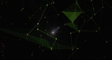 Parlak düğüm bağlantıları ve merkezi ışık kaynağı olan bir ağ pleksi içeren soyut geometrik arkaplan. Teknoloji, veri bilimi, yapay zeka ve fütüristik kavramları temsil etmek için ideal. Arka planlar ve duvar kağıtları için mükemmel.,