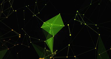 Parlayan çizgiler, geometrik şekiller ve modern çokgen tasarımı içeren soyut bir ağ bağlantısı arka planı. Teknoloji, bilim ya da gelecekteki kavramlar için mükemmel..