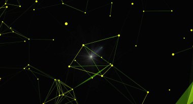 Satırlarla birbirine bağlı parlayan düğümlerle soyut ağ arkaplanı. Teknolojiyi, dijital iletişimi ve gelecekçi kavramları temsil eder. Duvar kağıtları, sunumlar ve tasarım elemanları için harika.