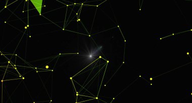 Çizgilerle birbirine bağlı parlayan düğümlerden oluşan soyut bir pleksus arkaplanı ağ benzeri bir yapı oluşturur. Tasarım teknoloji, bilim ve fütüristik yenilik hissini iletiyor. Modern ve üçkağıt gerektiren arka plan ve tasarımlar için mükemmel.