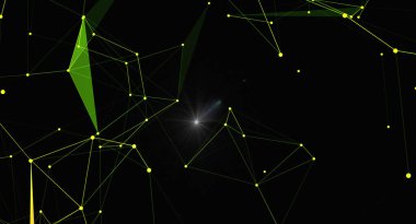 Parlak bağlantıları ve çokgen şekilleri olan soyut yeşil pleksus arka planı. Teknoloji, bilim ya da fütüristik temalar için ideal. Dijital tasarımlarda duvar kağıdı, arkaplan ya da grafik ögesi olarak kullanmak için mükemmel.