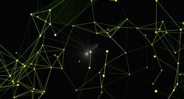 Parlak yeşil bağlantılar ve parlak bir mercek parlamasının yer aldığı soyut geometrik bir pleks. Bu dijital sanat çalışması bilim, teknoloji veya tasarım ile ilgili projeler için mükemmeldir. Karmaşık ağ tasarımı fütüristik ve modern bir dokunuş ekler 