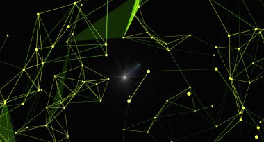 Siyah arkaplanda soyut dijital ağ pleksi. Teknoloji, gelecek ve bağlantılar kavramını temsil ediyor. Modern ve teknolojik bir dokunuş gerektiren tasarımlar için mükemmel. Parlayan çizgiler ve noktalar görsel olarak uyarıcı bir şablon oluşturur.