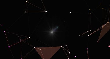 Noktalar ve çizgilerle donatılmış soyut teknoloji geçmişi. Parlayan ışığı olan dijital ağ konsepti. Bilim, iletişim ya da veri görselleştirmesi için geleceksel tasarım öğesi. Duvar kağıtları ve grafik kaynakları için mükemmel.