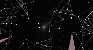 Soyut ağ bağlantısı arkaplanı. Veri görsellemesinin çizgiler ve noktalarla birleştirilmesi. Teknoloji, bilim, dijital iletişim ve geleceksel tasarım kavramı.