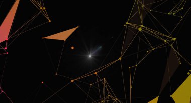 Birbirine bağlı noktalar ve çizgilerden oluşan karmaşık bir ağın yer aldığı modern soyut bir arkaplan. Parlak, merkezi bir ışık kaynağı, tasarımın gelecekteki ve teknolojik doğasını vurgulayarak yapıyı aydınlatır. Verileri göstermek için mükemmel, 