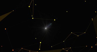 Noktaları ve çizgileri birleştirerek takımyıldız benzeri bir şekil oluşturan soyut ağ arkaplanı. Merkezi bir işaret fişeği tasarıma bir odak noktası ekler. Teknoloji, bağlantı ve dijital ağlar fikirlerini aktarmak için mükemmel..