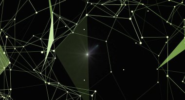 Birbirine bağlı çizgiler ve noktalardan oluşan merkezi ışık patlaması ile aydınlatılan görsel olarak çarpıcı soyut bir arkaplan. Bu tasarım, çeşitli dijital projeler için ideal olan teknoloji, iletişim ve fütüristik kavramları çağrıştırmaktadır..