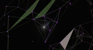 Parlayan ışıkla soyut geometrik ağ arkaplanı. Noktaları ve çizgileri birleştiren fütüristik ve modern tasarım. Teknoloji, bilim ya da veri odaklı projeler için ideal. Duvar kağıdı ya da arka plan kadar harika..