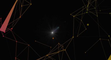 Görsel olarak çarpıcı soyut bir arkaplan altın geometrik çizgilerden oluşan bir ağ ve koyu siyah bir zemin üzerinde noktalar barındırıyor. Tasarım, çeşitli dijital ve dijital kavramlar için uygun hale getirerek, bir bağlantı, teknoloji ve fütüristik kavramları iletir. 