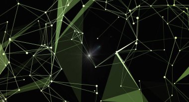 Modern bir geometrik ağ soyut arka planı. Görüntü, çizgileri ve noktaları karanlık bir arkaplanda birleştiriyor ve ileri teknoloji ürünü bir his yaratıyor. Sunumlarda, web sitesi tasarımlarında veya diğer yaratıcı projelerde kullanmak için mükemmel.