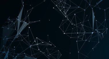 Birbirine bağlı çizgiler ve noktalarla soyut fütüristik arkaplan. Teknoloji konsepti. Ağ bağlantısı yapısı. Dijital çizim. Bilim, teknoloji veya işle ilgili projeler için mükemmel.