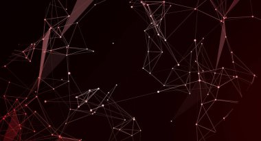 Birbirine bağlı çizgi ve noktalardan oluşan karmaşık bir ağın yer aldığı modern soyut bir arkaplan. Tasarım teknoloji, veri, bilim ve dijital iletişim kavramlarını iletir. Sunumlarda veya web sitesinde arkaplan veya grafik ögesi olarak kullanmak için ideal