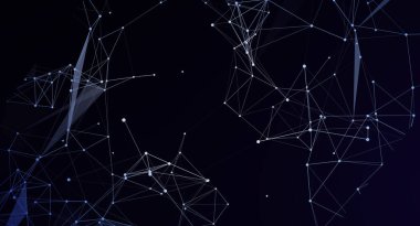 Noktaları ve çizgileri birleştiren bir ağ bağlantısına sahip modern bir soyut arkaplan. Bu görüntü teknoloji, bilim ve iletişimle ilgili projeler için mükemmeldir..