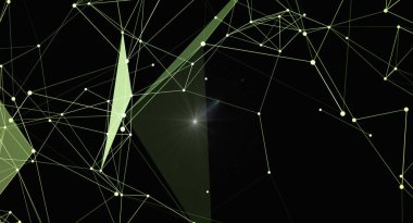 Birbirine bağlı çizgiler ve düğümlerden oluşan soyut bir ağ tasarımı, teknoloji ve karmaşık sistemler hissi yaratıyor. İnce parıltı fütüristik bir dokunuş ekler, veri, iletişim ve iç dünyayla ilgili özgeçmişlere ve illüstrasyon amaçlarına uygundur.