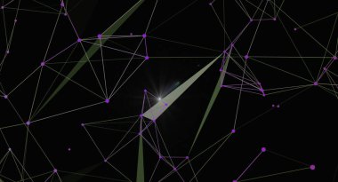Fütürist ağ bağlantısı olan soyut bir arkaplan. Dijital veri iletimi görselleştirmesi. Bilim ve teknoloji geçmişi, internet ve iletişim konsepti. Modern çokgen vektör çizimi tasarımı.