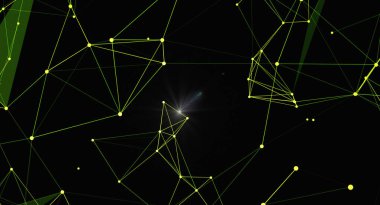 Soyut geometrik ağ bağlantısı arka planı. Çok kenarlı şekilli, çizgili ve noktalı dijital teknoloji kavramı. Bilim, teknoloji ya da gelecekteki tasarımlar için harika..