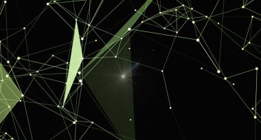 Birbirine bağlı noktalar ve çizgilerden oluşan dinamik ve soyut bir arkaplan, geleceksel ve teknolojik bir his yaratıyor. Tasarım, kompleks bir iletişim, veri akışı ve birlikte çalışma sistemi öneren geometrik şekiller ve ışık noktalarını içerir.