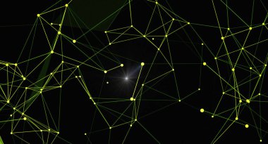 Karmaşık ve birbirine bağlı bir sistemi tasvir eden karanlık bir arkaplanda soyut ağ bağlantıları. Teknoloji, veri bilimi ve dijital iletişim için ideal. Dinamik ve fütüristik tasarım, yenilik ve küresel bir ortaklığı çağrıştırıyor.