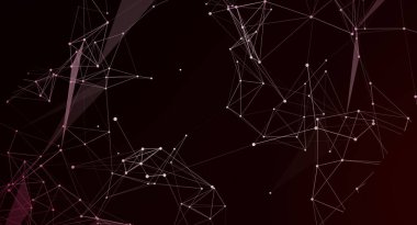 Birbirine bağlı düğüm ve çizgilerden oluşan modern bir soyut arkaplan. Bu tasarım teknoloji, veri, iletişim ve yapay zeka ile ilgili kavramları resmetmek için mükemmeldir. Karanlık zemin görünürlüğü arttırır.