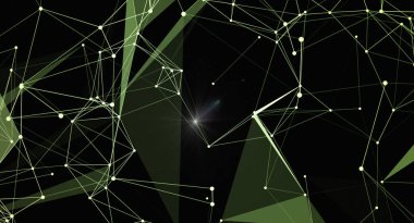 Parlak çizgiler, noktalar ve ışık efektiyle modern bir soyut ağ bağlantısı kavramı. Geçmişler, teknoloji projeleri ve gelecekteki tasarımlar için mükemmel..