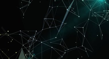 Soyut Plexus arkaplanı. Bu resim, birbirine bağlı çizgiler ve noktalardan oluşan karmaşık bir ağı, teknoloji veya bilimle ilgili tasarımlar için mükemmel bir fütürist dijital yapı yaratmaktadır. Modern ve dinamik bileşimi onu ba için uygun kılıyor.