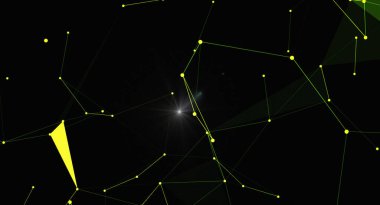 Soyut ağ bağlantısı arkaplan illüstrasyonu. Bağlı çizgiler ve düğümlerle gelecekçi çokgen yapı. Teknoloji, iletişim, bilim ve modern dijital kavramları temsil eder. Veri ağlarıyla ilgili tasarımlar için mükemmel, yapay i