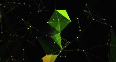 Noktaları ve çizgileri birleştiren modern bir geometrik ağ arka planı. Soyut tasarım, teknoloji, bilim veya iletişim temaları için mükemmel çokgenler ve fütüristik bir his içerir..