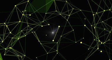 Parlak bağlantıları olan soyut pleksus arkaplanı. Karanlık bir zemin üzerinde birbirine bağlı çizgiler ve noktalar barındıran modern bir tasarım. Teknoloji, bilim, veri ve dijital ağları temsil ediyor. Gelecekçi ve yenilikçi projelerde kullanılmak için ideal.