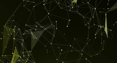 Çizgi ve noktaları birleştiren soyut Plexus arkaplanı. Karanlık bir arkaplanda dijital veri yapı ağı bağlantısının vektör illüstrasyonu. Teknoloji, bilim ya da gelecekçi kavramlar için uygundur..