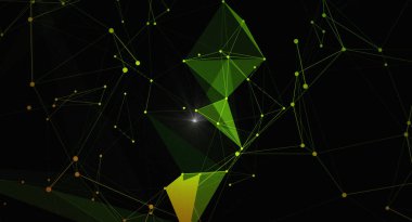 Yeşil ve sarı gradyan bağlantılardan oluşan soyut bir pleksus arkaplanı. Görüntü bir bağlantı, teknoloji ve dijital iletişim hissini iletir. Modern bir arkaplan, sunum ya da yaratıcı tasarımlar için mükemmel., 