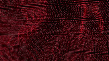 Çarpıcı soyut bir arkaplan, siyah bir arkaplana karşı kırmızı noktalı çizgilerin geometrik desenini içeriyor. Bu büyüleyici tasarım, çeşitli yaratıcı projeler için modern ve fütüristik bir estetik sunuyor..